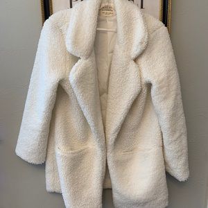 Ashley By 26 White Open Front Teddy Bear Coat